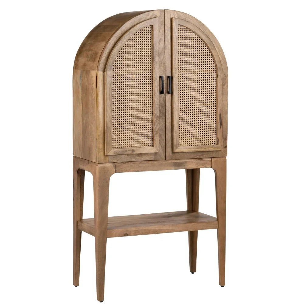 Arched Cane Bar Cabinet