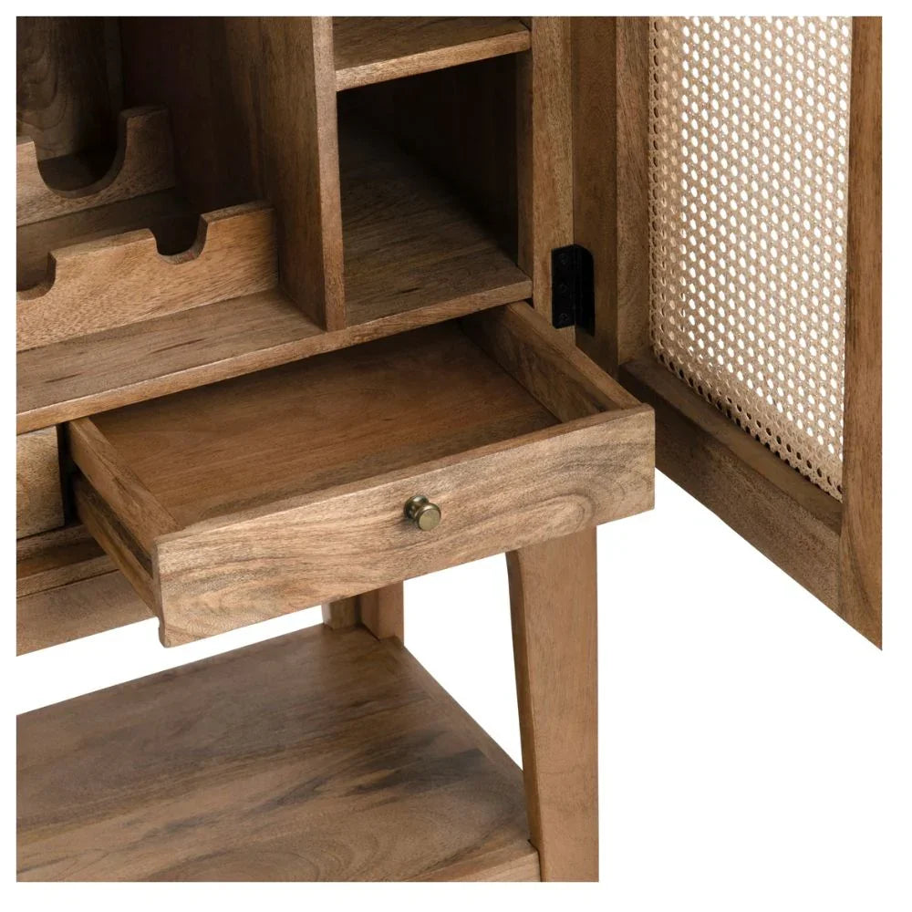Arched Cane Bar Cabinet