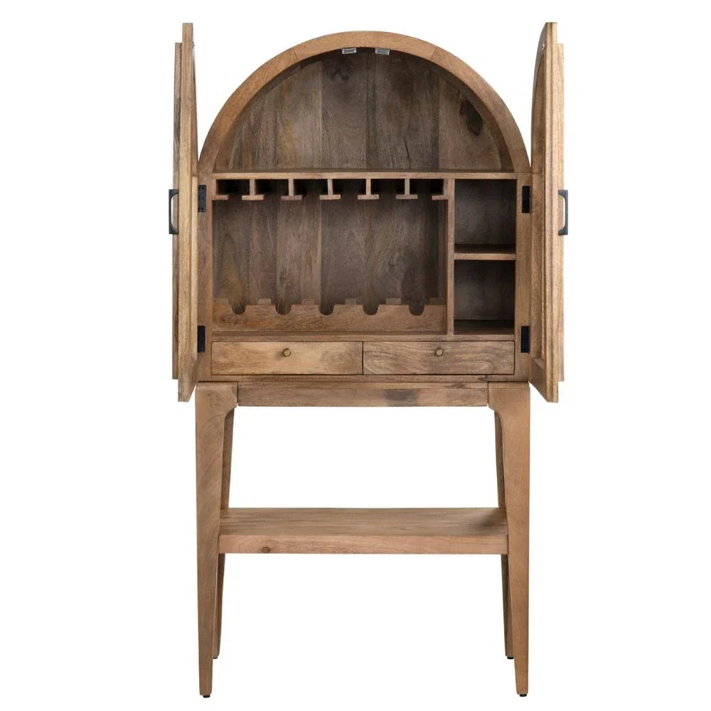 Arched Cane Bar Cabinet