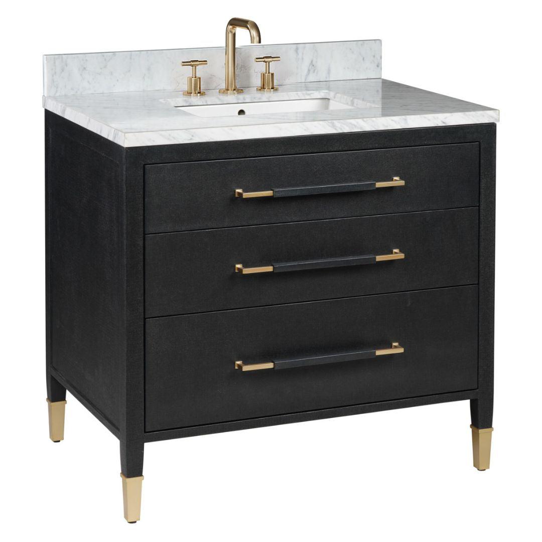 Black Lacquered Linen Vanity