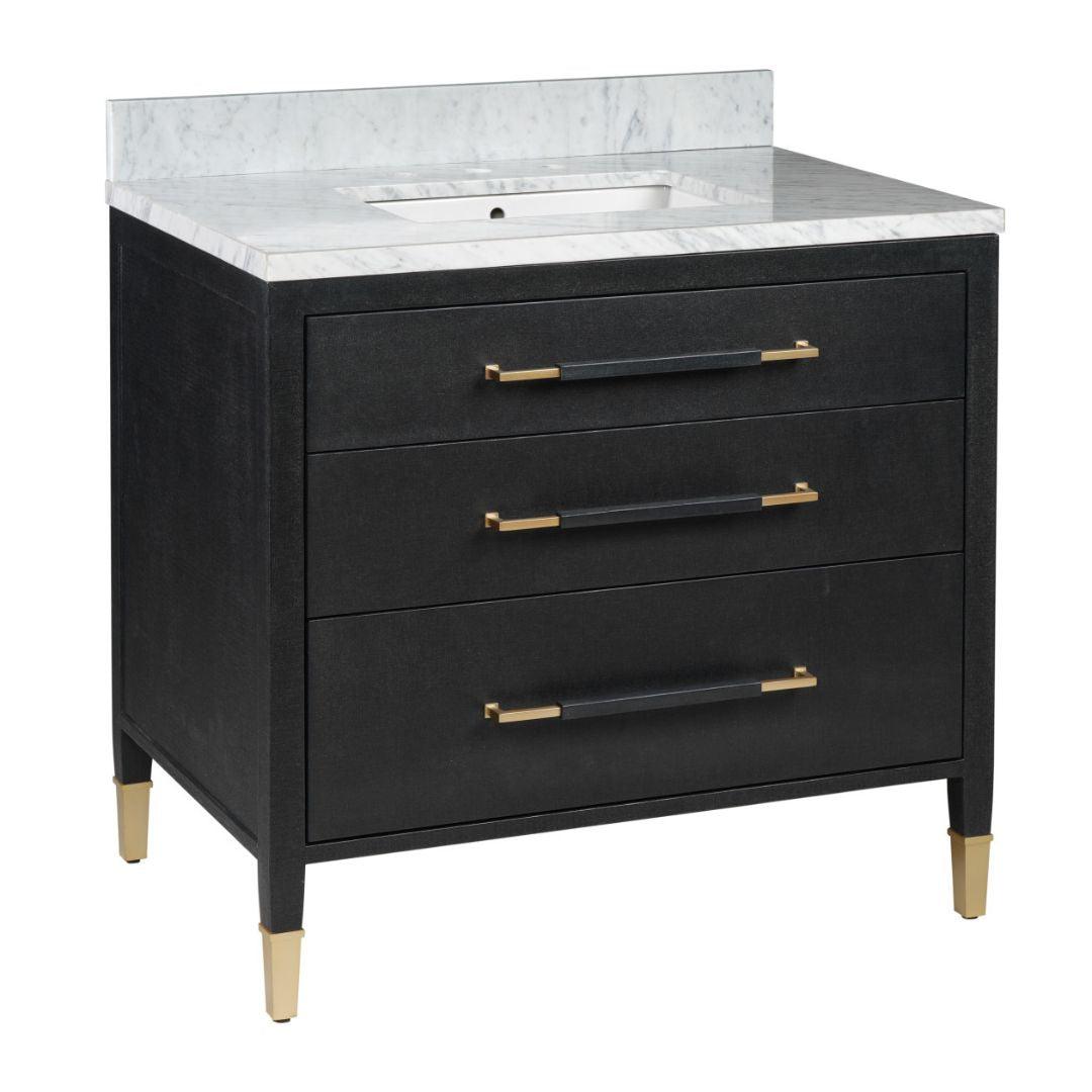 Black Lacquered Linen Vanity