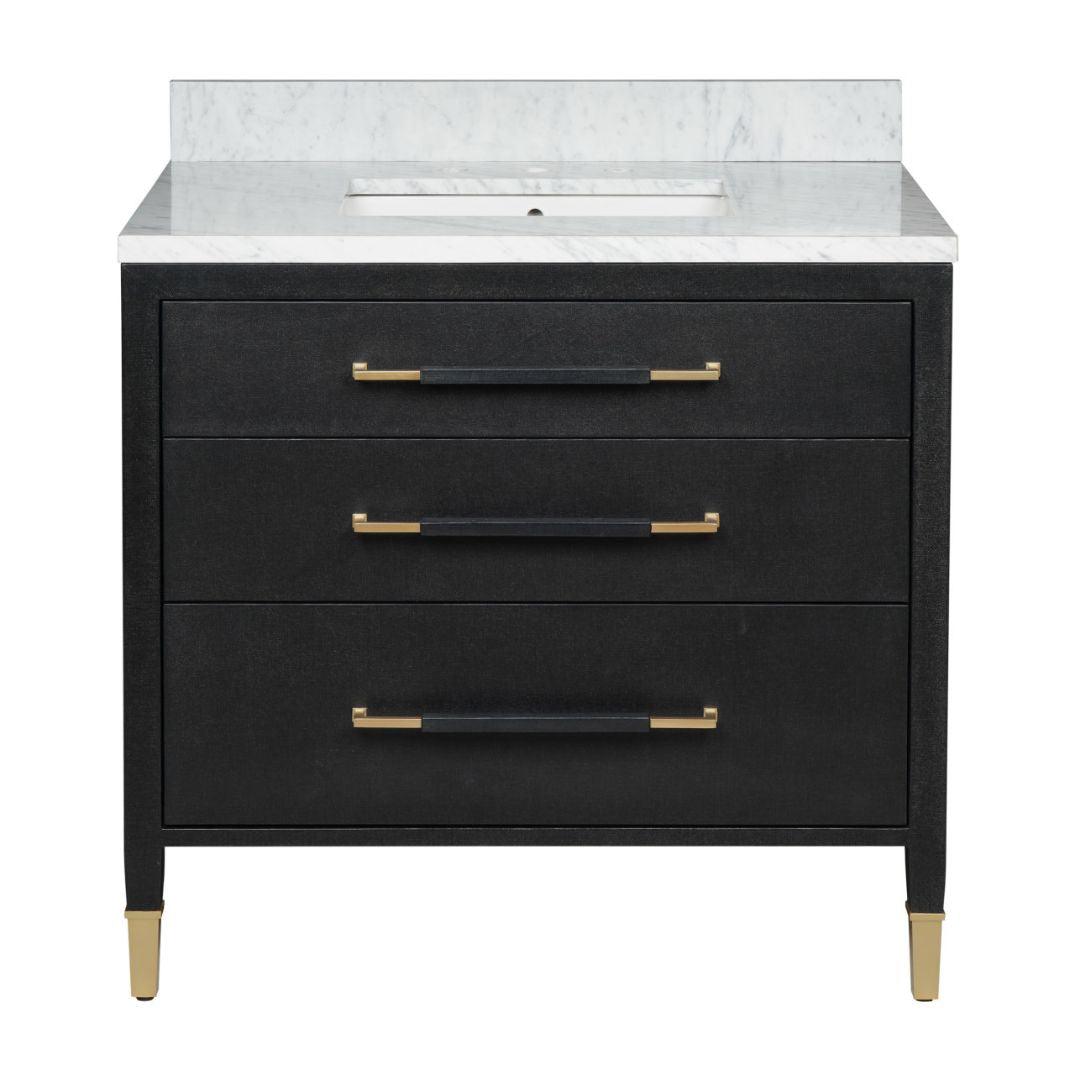 Black Lacquered Linen Vanity