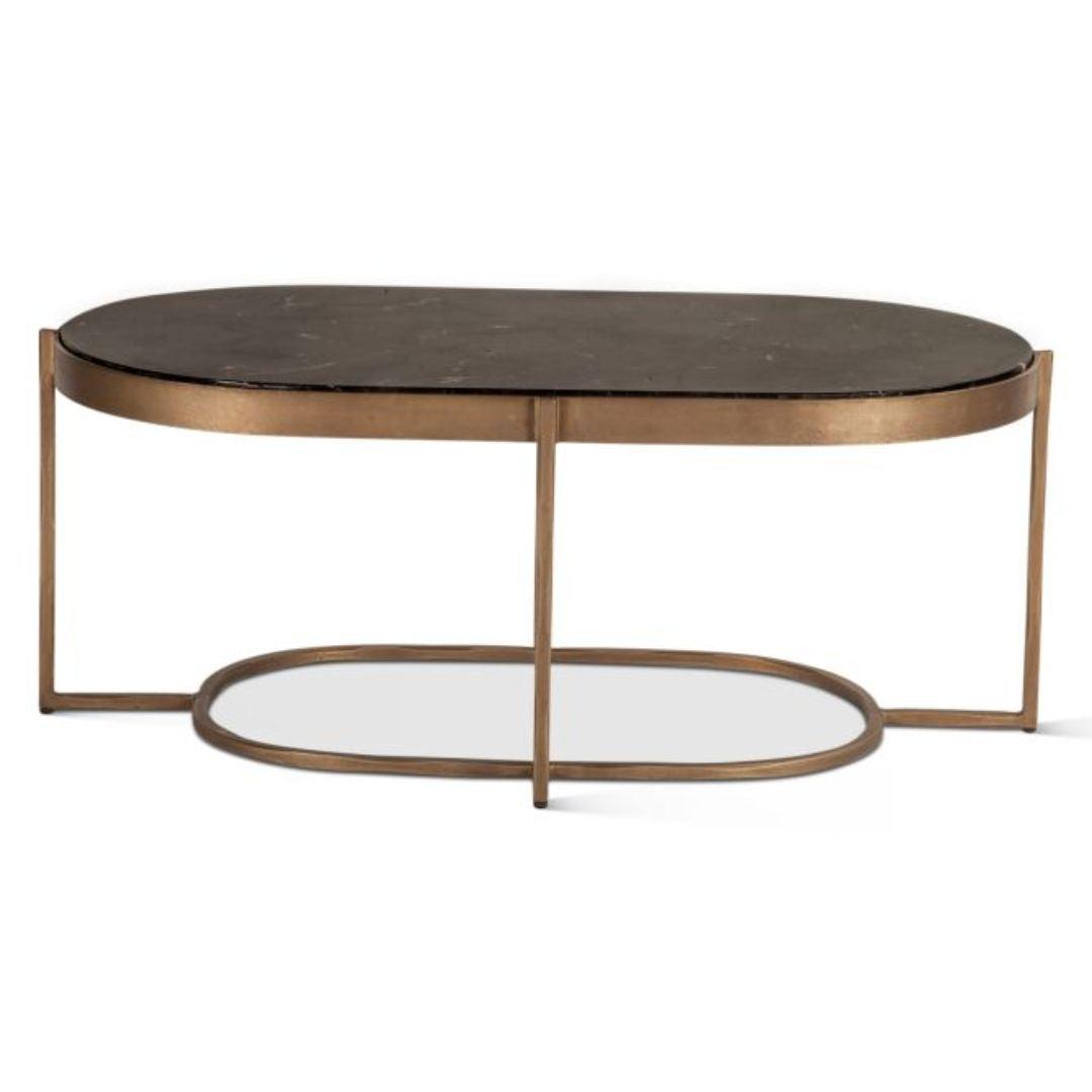Antique Brass with Marble Top Coffee Table