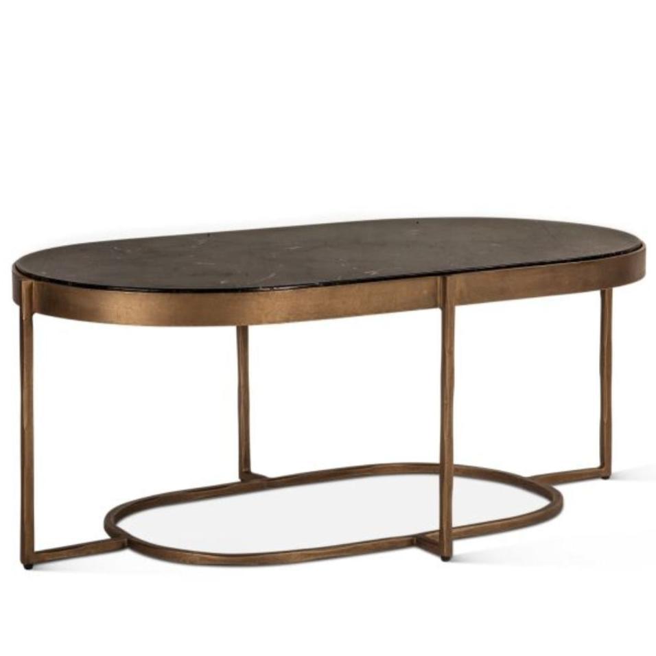 Antique Brass with Marble Top Coffee Table