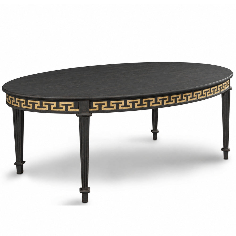 Black Oval Greek Key Border Dining Table
