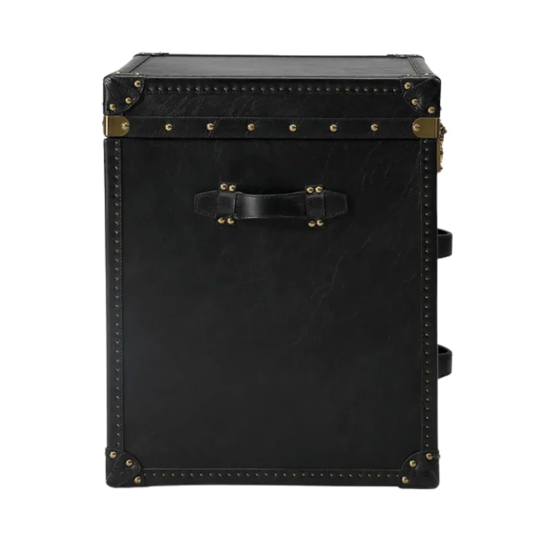 Black Vintage Gold Metal Trunk Accent Table
