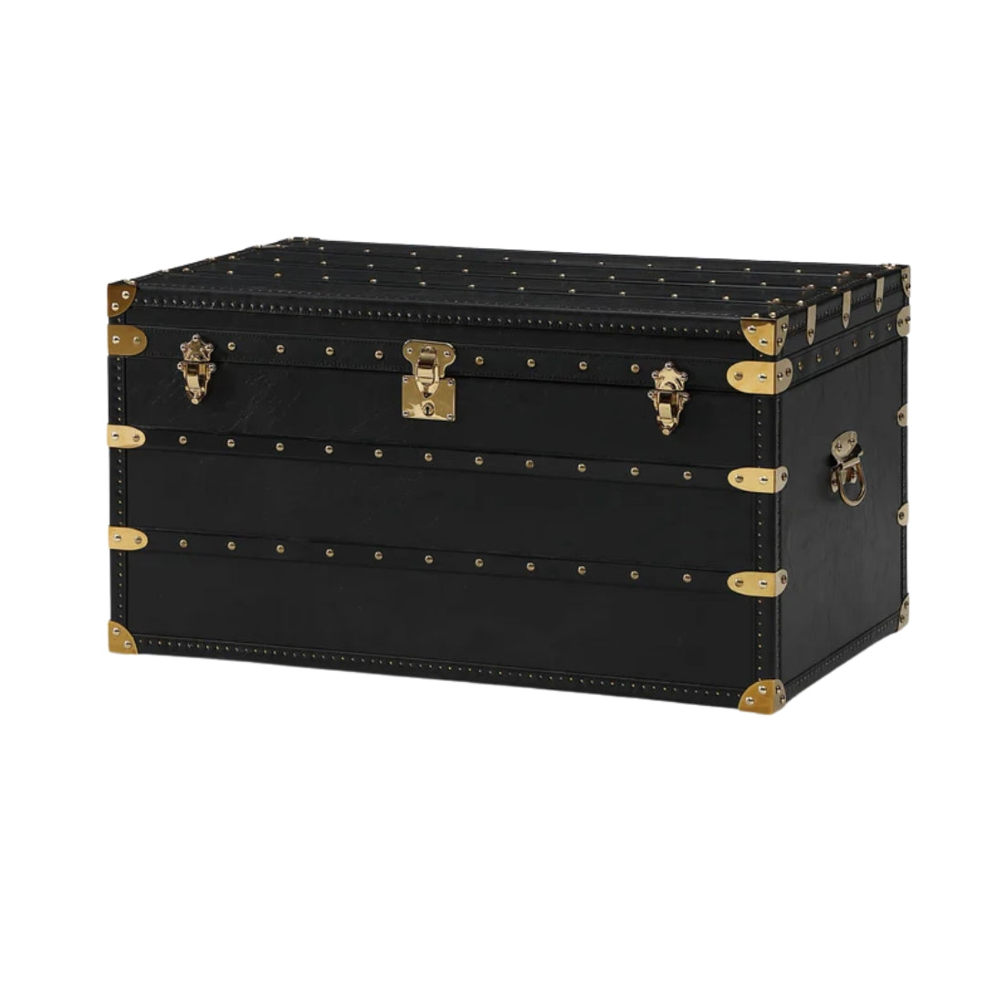 Black Vintage Gold Metal Trunk Coffee Table
