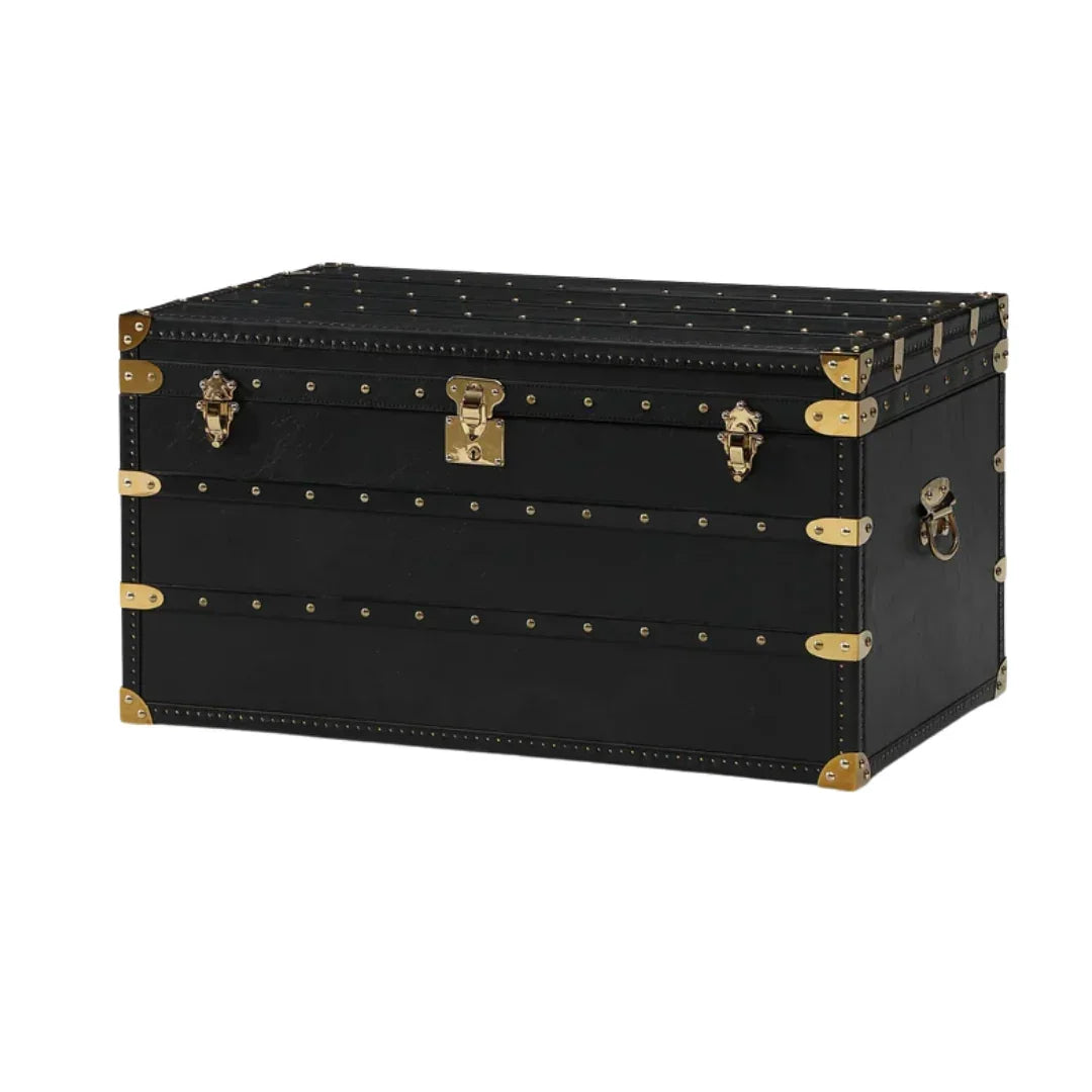 Black Vintage Gold Metal Trunk Coffee Table