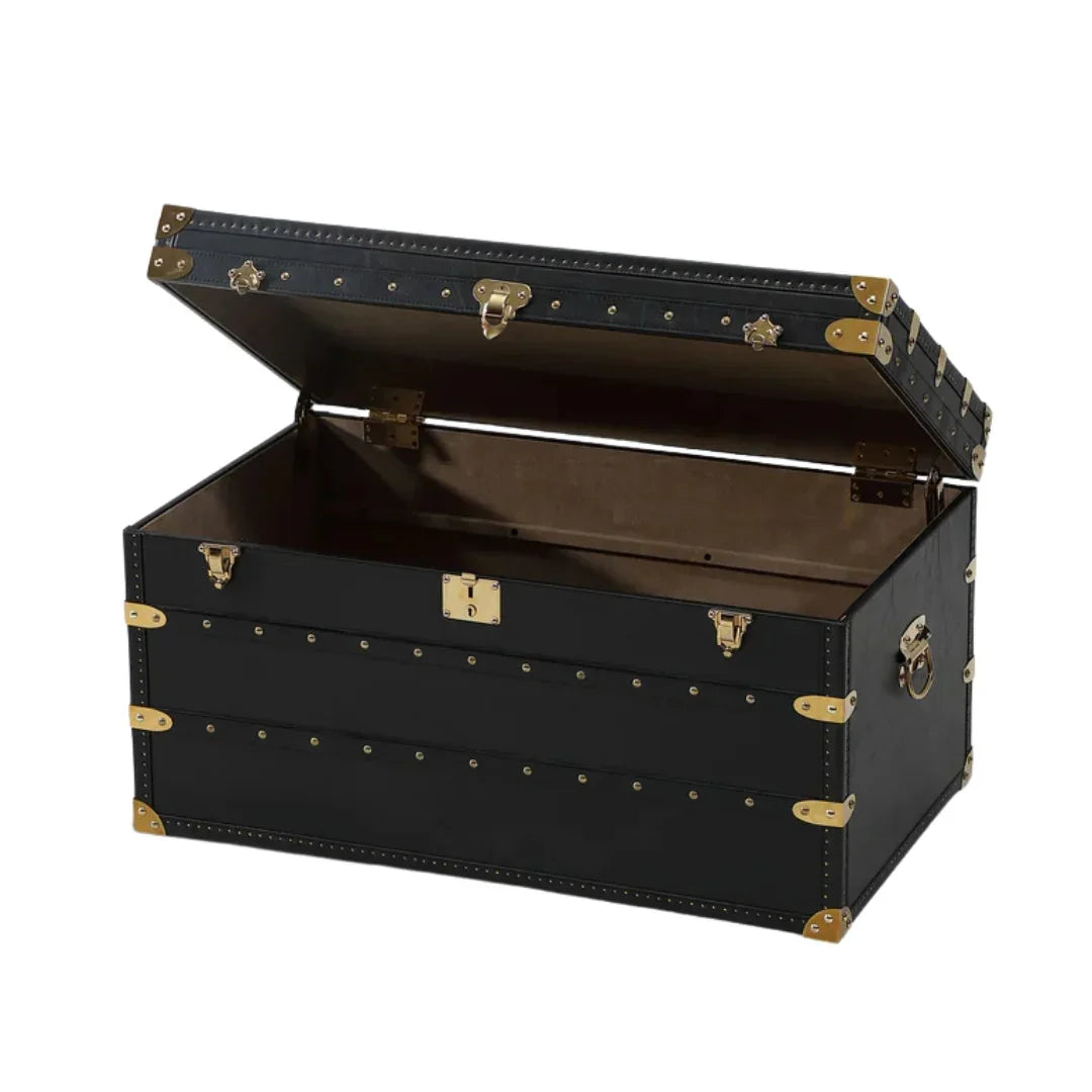 Black Vintage Gold Metal Trunk Coffee Table