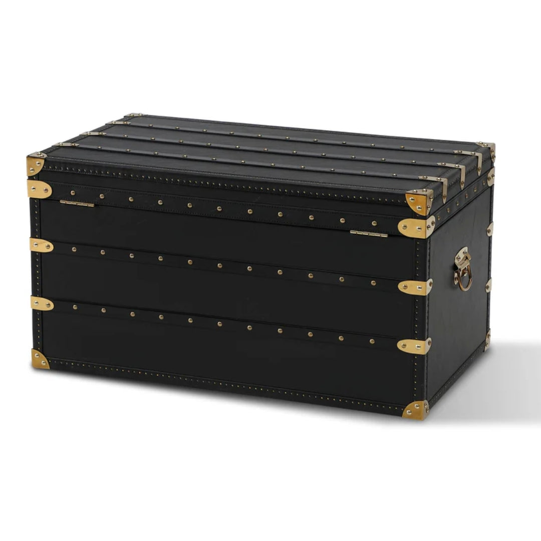 Black Vintage Gold Metal Trunk Coffee Table