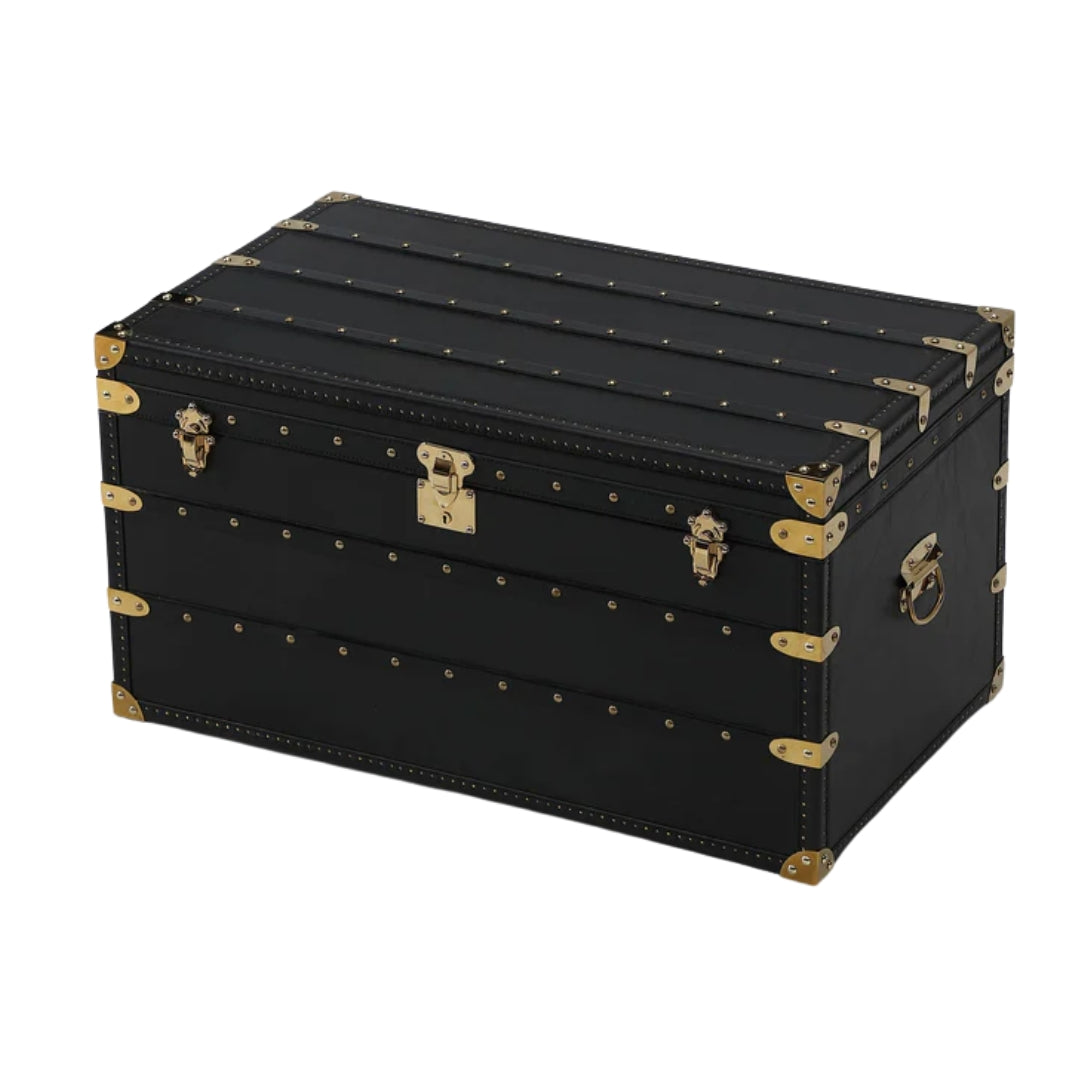 Black Vintage Gold Metal Trunk Coffee Table