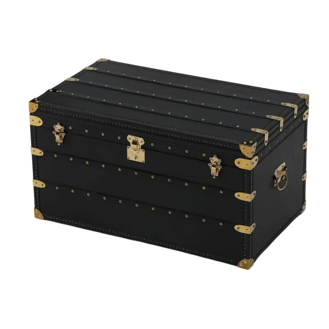Black Vintage Gold Metal Trunk Coffee Table