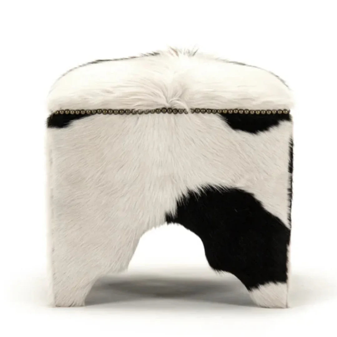 Brazilian Cowhide Pathwork Ottoman Stool