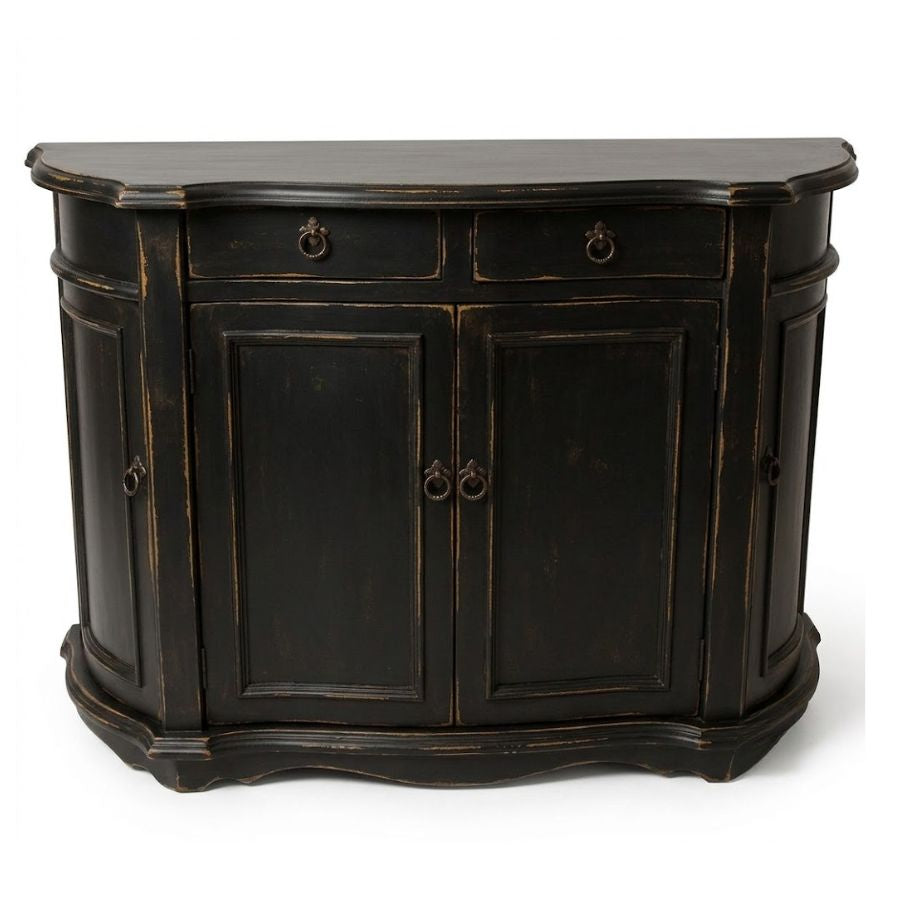 Distressed Black Demilune French Sideboard