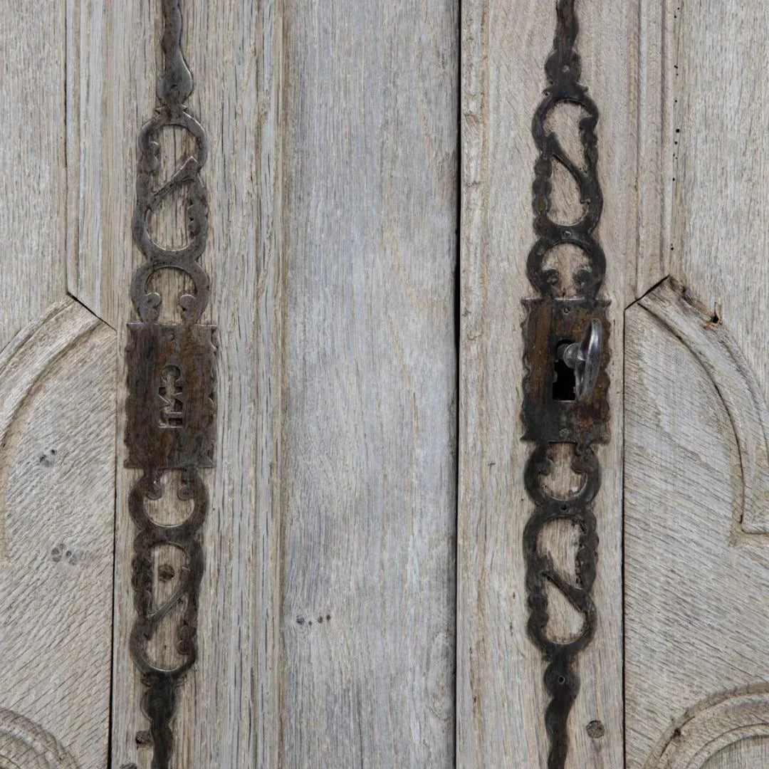 Vintage French Bleached Oak Cabinet, Circa 1870
