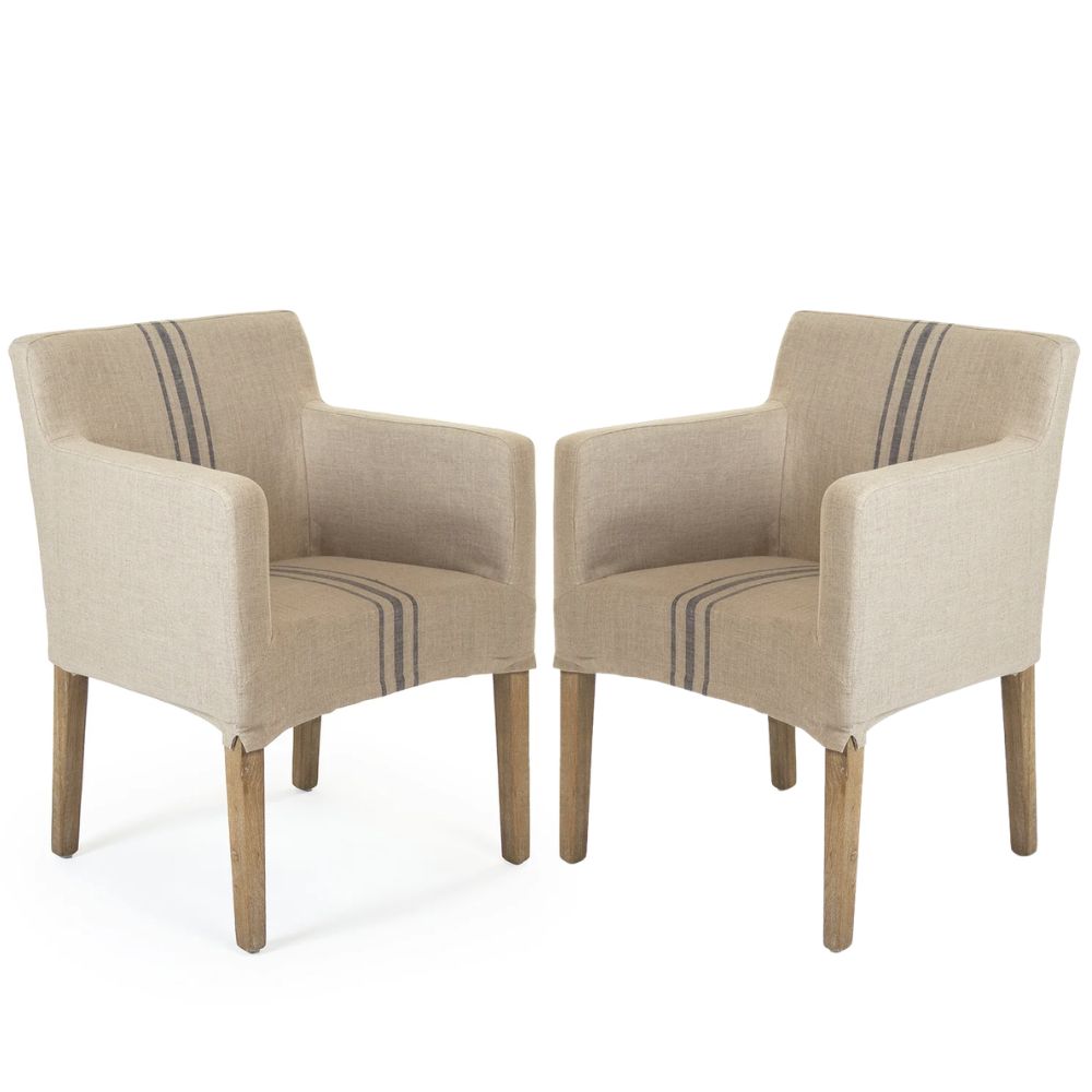 Blue Striped Avignon Slipcover Armchair