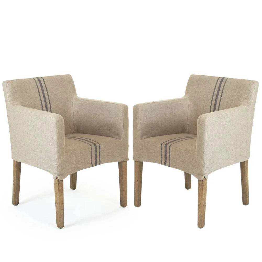 Blue Striped Avignon Slipcover Armchair