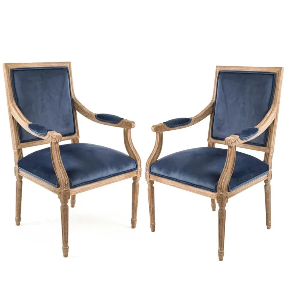 Blue Velvet Square Back Armchair