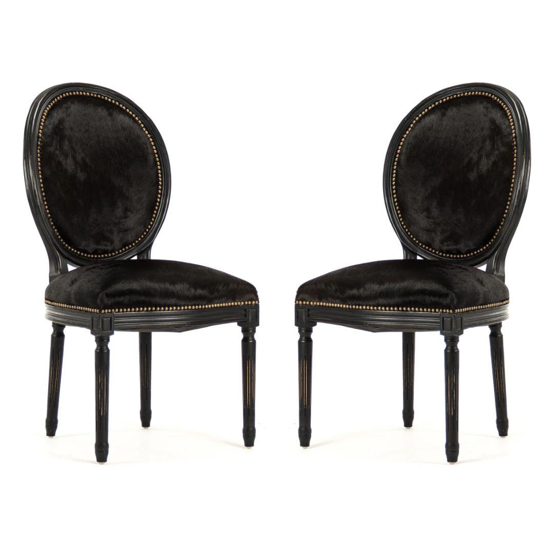 Brazilian Cowhide Black Dining Chairs