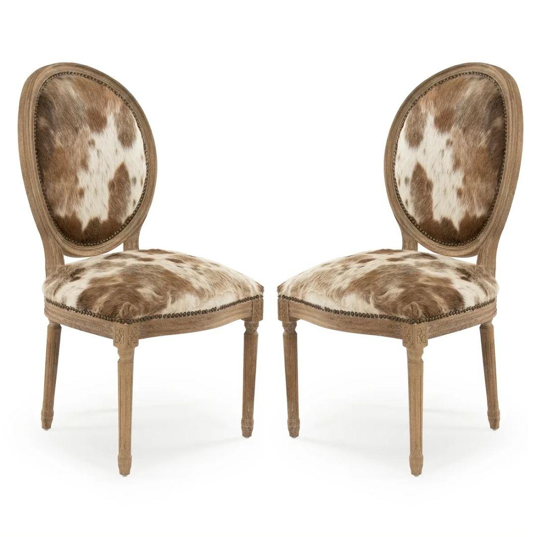 Brazilian Cowhide Light Brown Dining Chairs