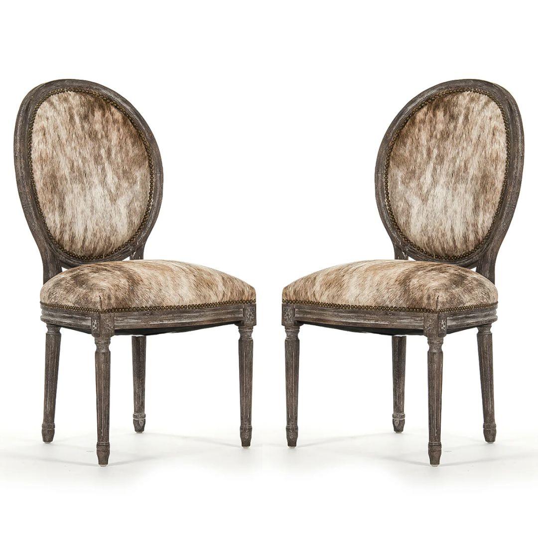 Brazilian Cowhide Rustic Brown Dining Chairs
