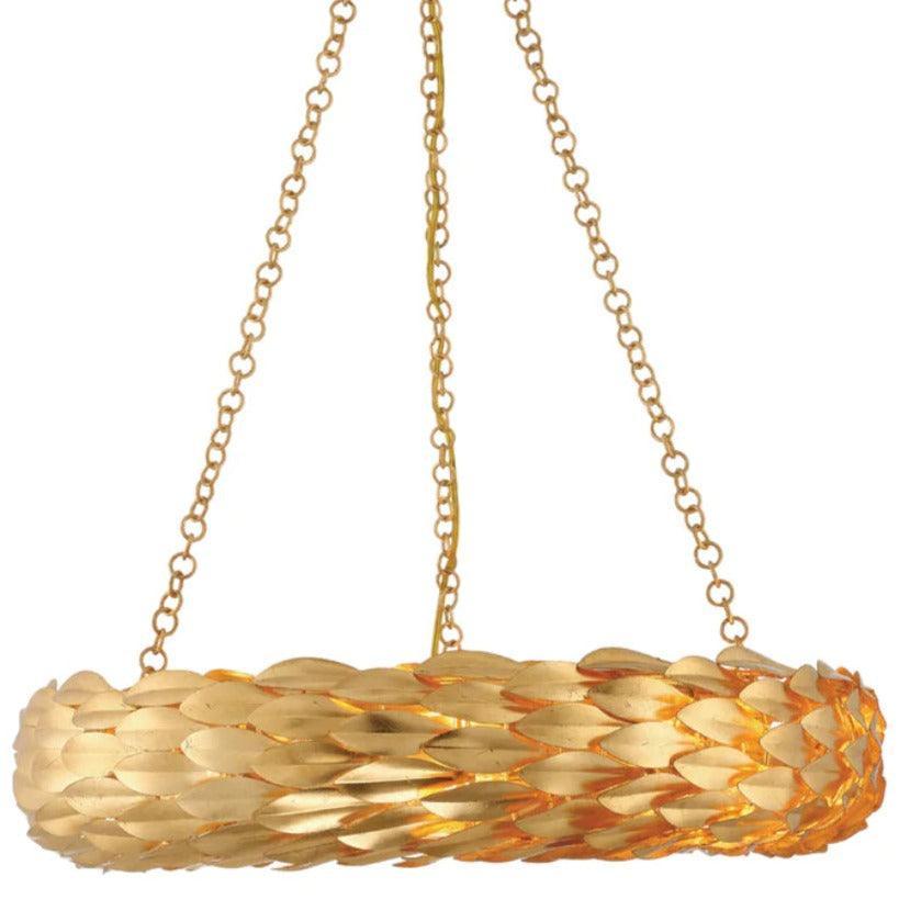Brushed Golden Leaves Chandelier