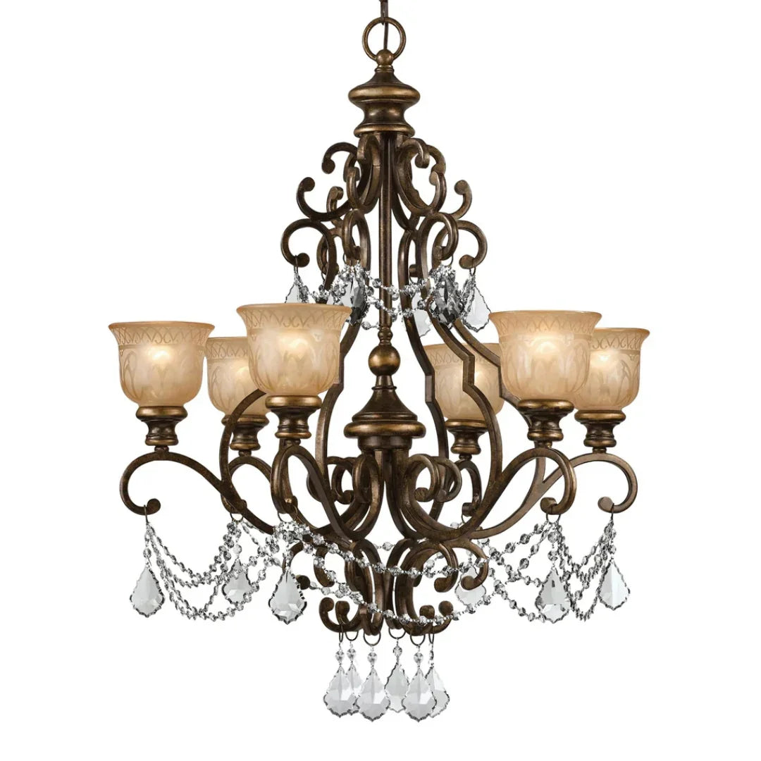 Bronze Crystal Amber Chandelier