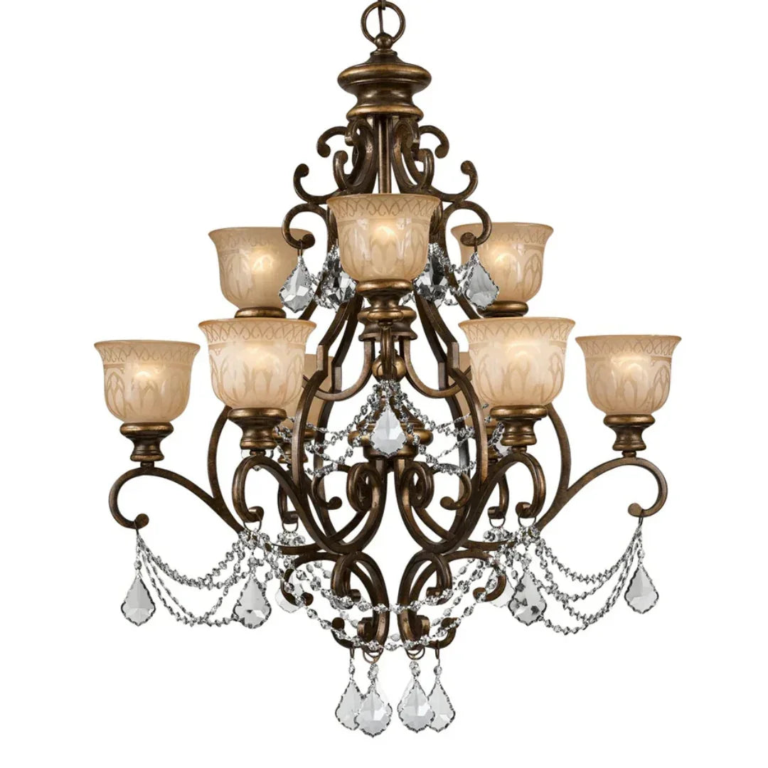 Bronze Crystal Amber Chandelier