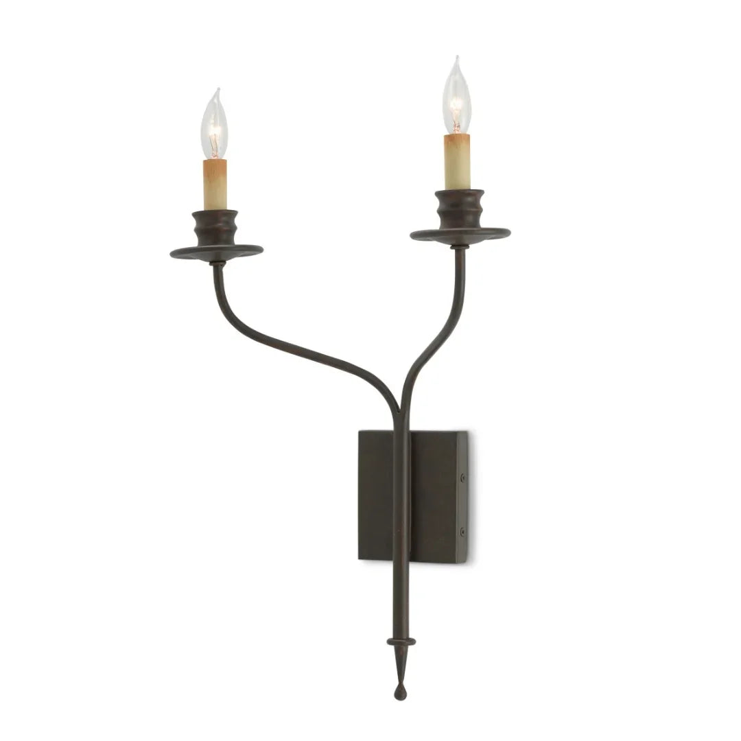 Dark Bronze Wrought Iron Arc Wall Sconce