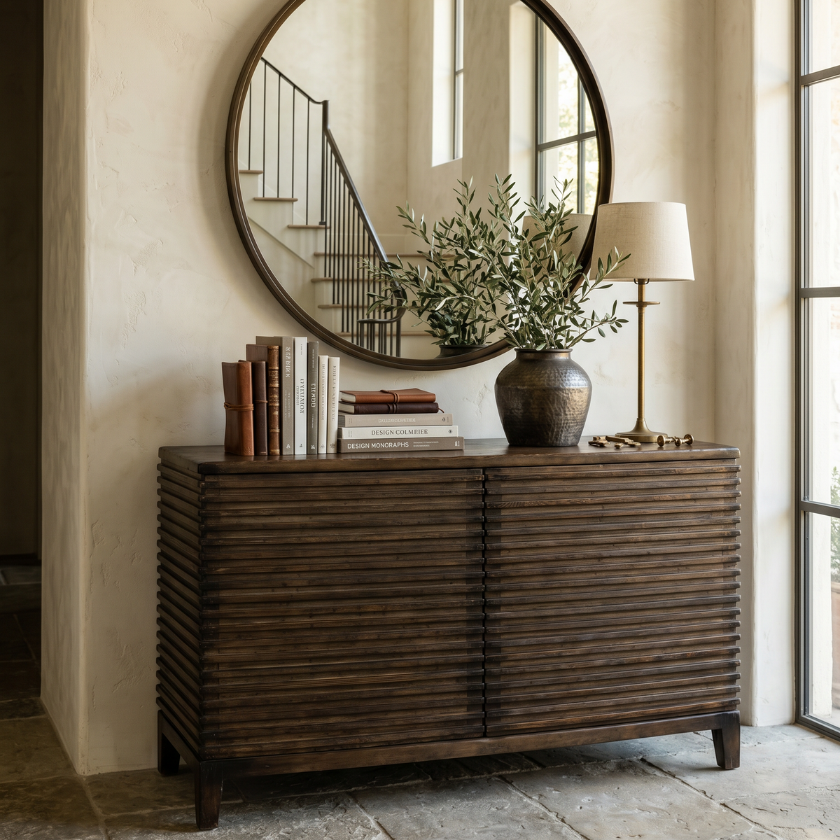 Brown Rustic Manor Ribbed Sideboard