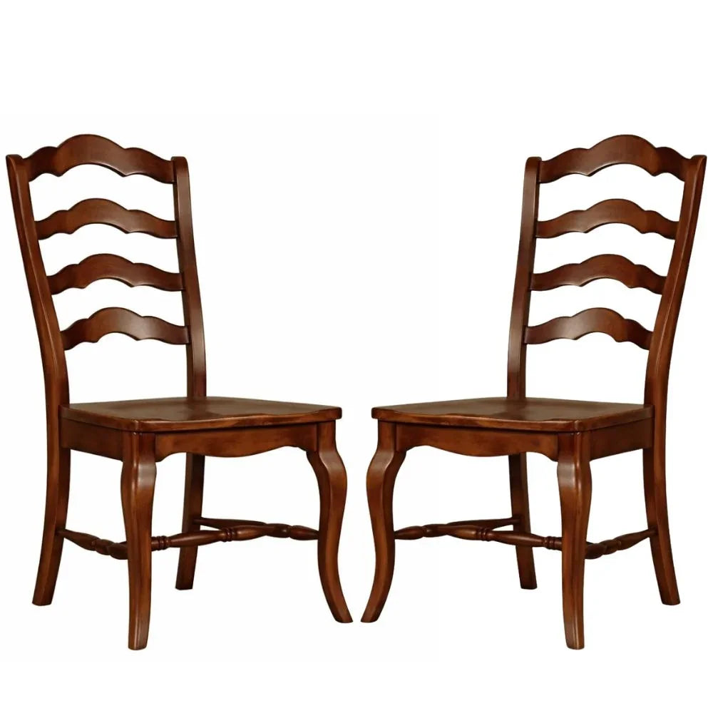 Wood Stained French Country Ladder Back Side Chair