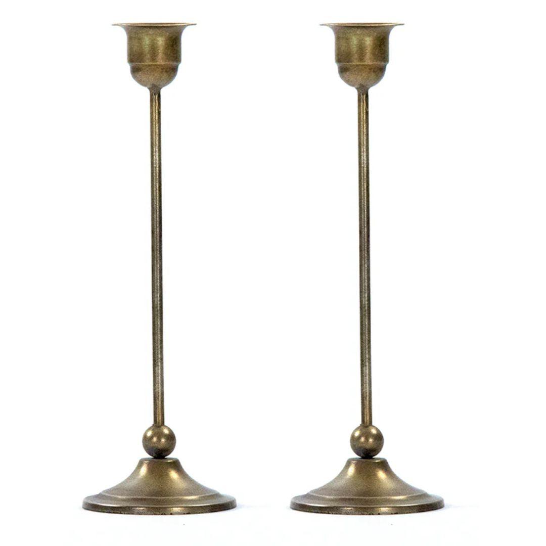 Vintage Brass Taper Candle Holders - Pair