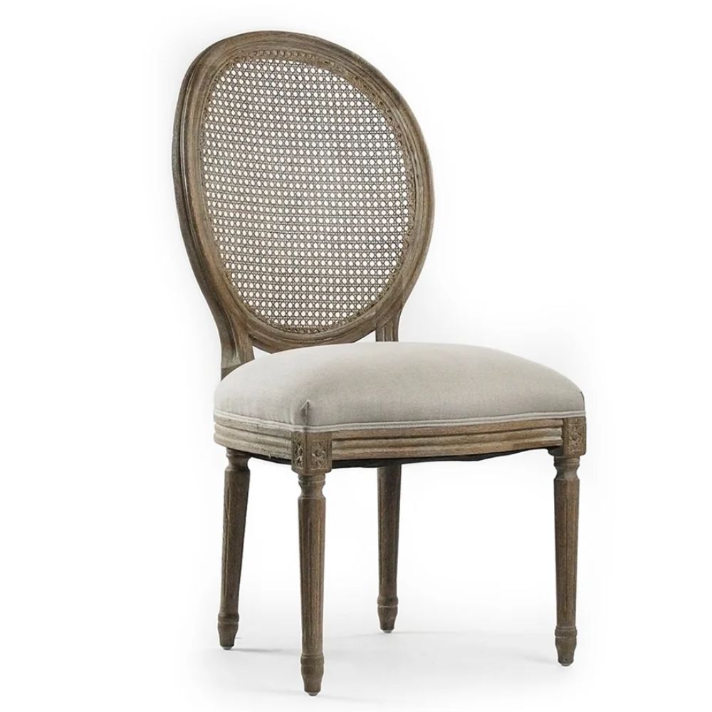 French Cane Louis Medallion Side Chair