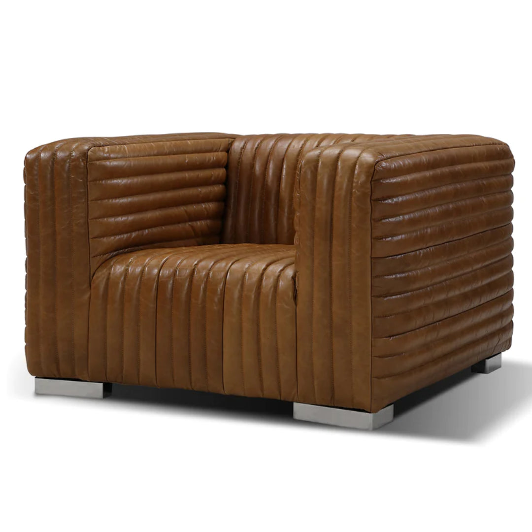 Ribbed Leather Canyon Chair