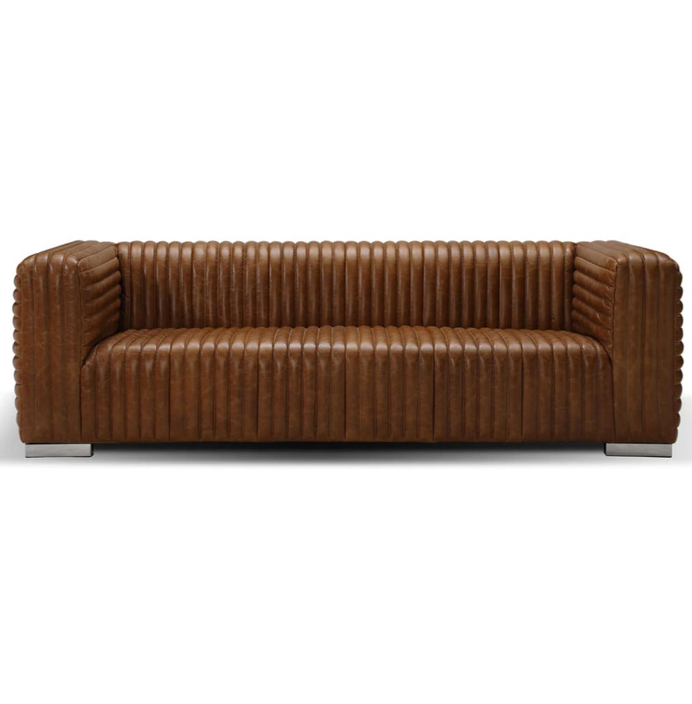 Ribbed Leather Canyon Sofa