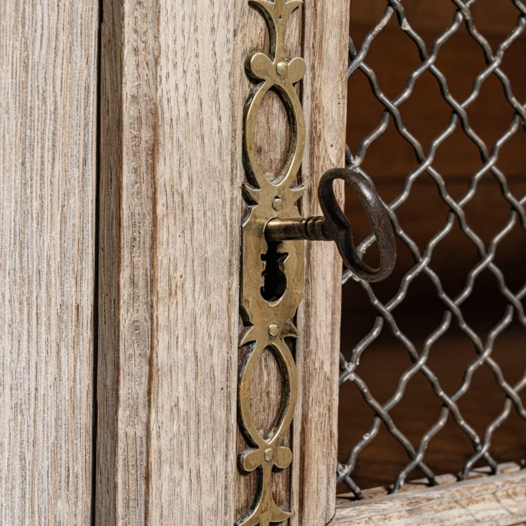 French Country Antique Mesh Display Cabinet, Circa 1840