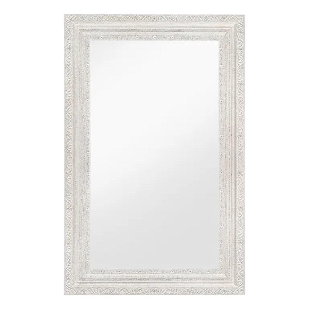 Romantic White Shabby Chic Carved Mirror