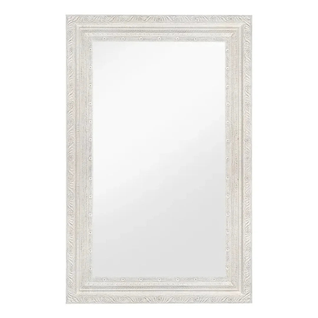 Romantic White Shabby Chic Carved Mirror