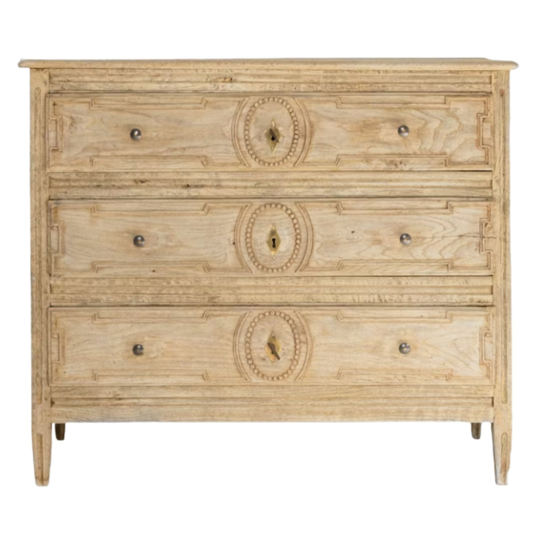 Carved Wooden Chest with Beaded Carvings, Circa 1850