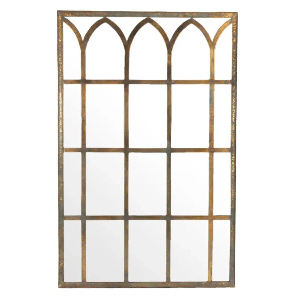 Cathedral Gold Windowpane Mirror