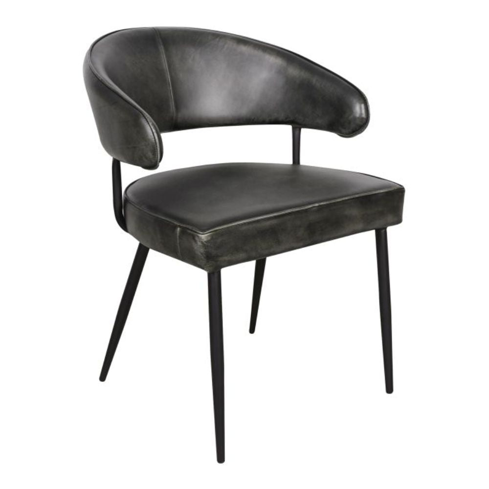 Curved Back Leather Dining Chairs - Set of 2