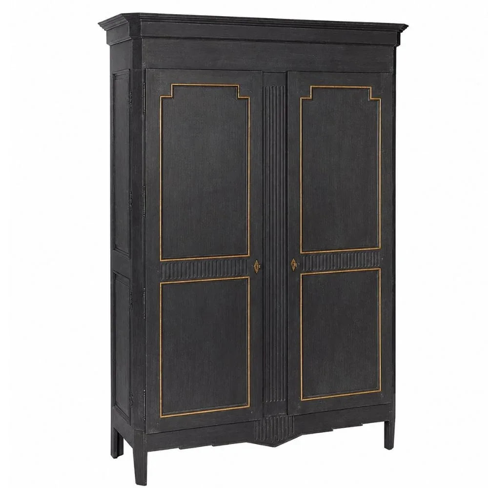 Wrought Iron Regal French Carved Panel Armoire
