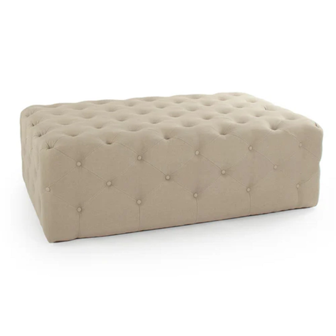 Classic Tufted Linen Rectangular Ottoman