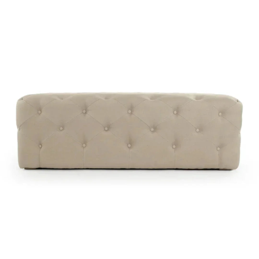 Classic Tufted Linen Rectangular Ottoman