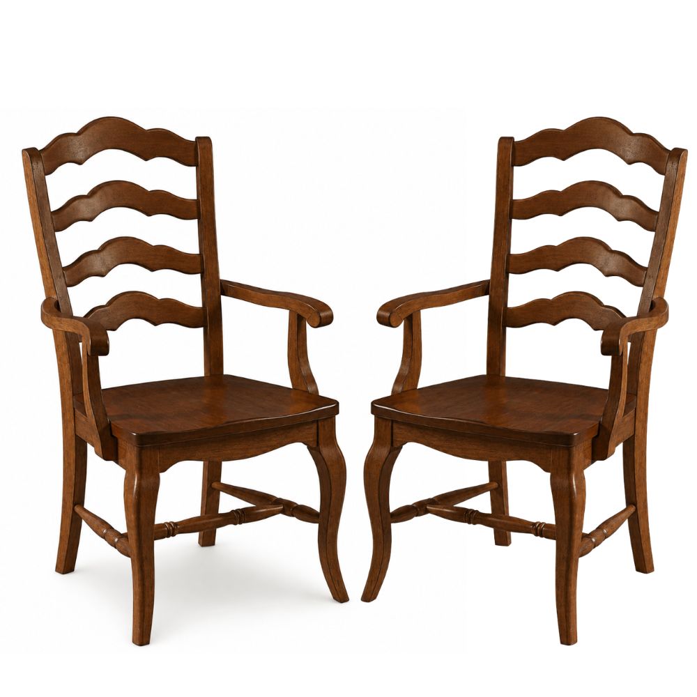 Chestnut French Country Ladder Back Armchair