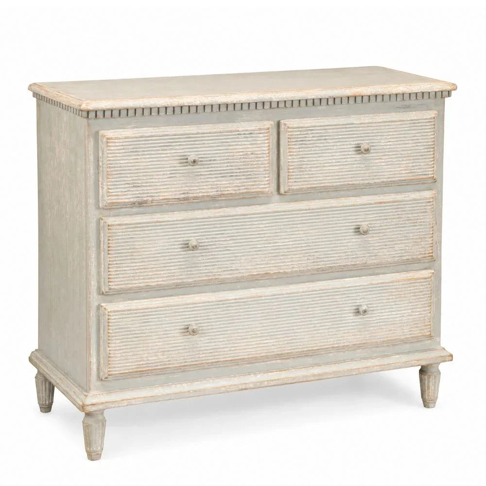 Distressed Blue Ribbed Side Chest