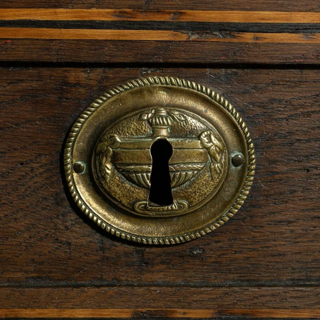 Classic Baroque Oak Buffet Brass Accents, Circa 1820