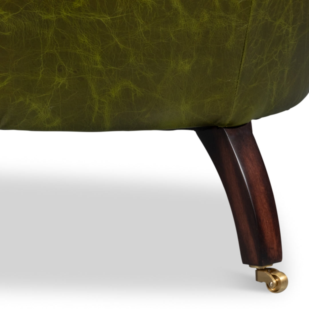 Green Chesterfield Barrel Leather Chair