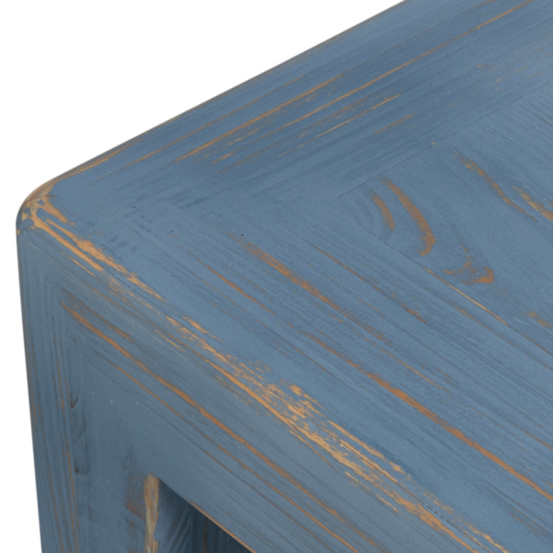 Distressed Blue Curved Leg Coffee Table