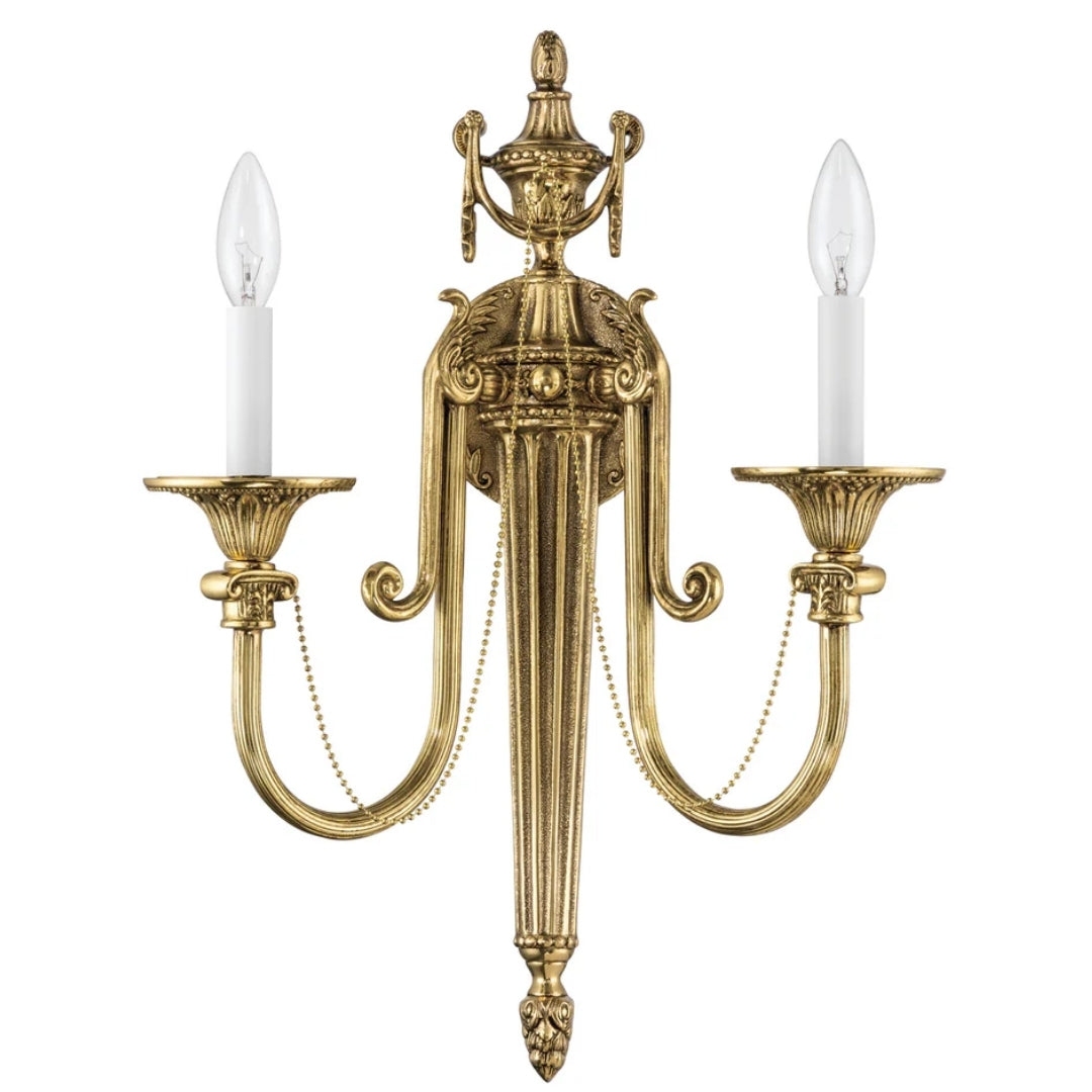 Classic Brass Swoop Arm Candle Wall Sconce